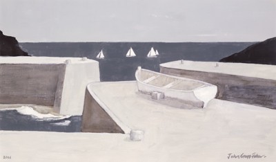 'Yachts off Porthgain' by John Knapp-Fisher